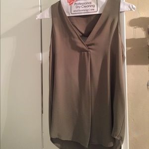 Banana Republic olive green sleeveless blouse
